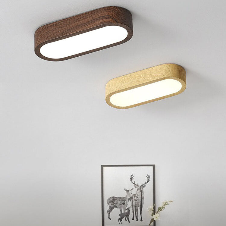 Plafondlamp Hout met Ingebouwde LED 8W - Moderne Flush Mount Verlichting in Natuurlijke Houtnerf Finish