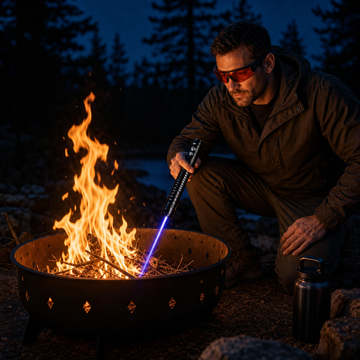 Compacte Vuurstarter Igniter 450nm Blauwe Bundel Outdoor Camping Nood Survival Vuurmaker Zwart Bushcraft