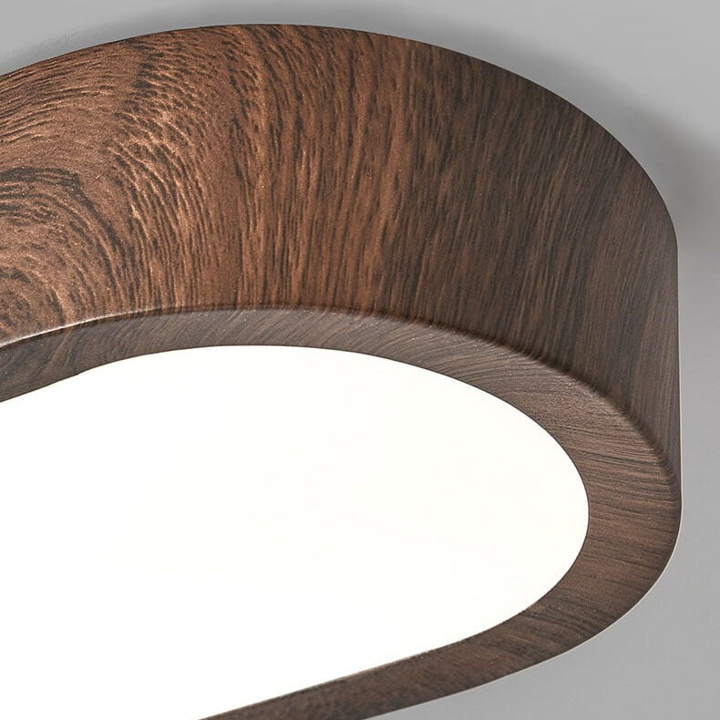 Plafondlamp Hout met Ingebouwde LED 8W - Moderne Flush Mount Verlichting in Natuurlijke Houtnerf Finish
