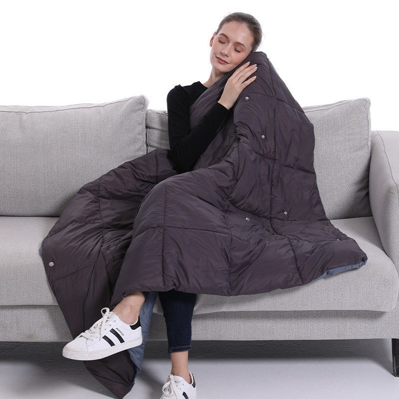 Draagbare Verwarmde Deken met Capuchon Gevoerd Fleece Oversized Omslagdeken Lounge Relaxplaid voor Huis