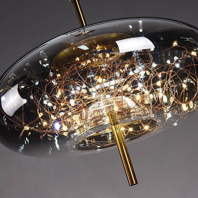 Glazen LED Hanglamp met Warm Scandinavisch Design - Amber of Grijs 24W