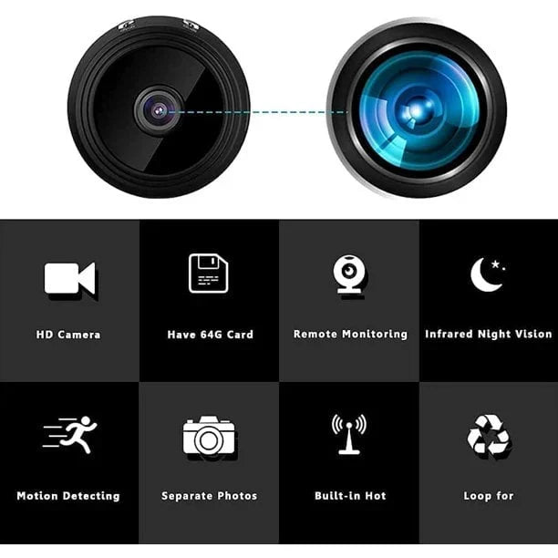 Draadloze Mini Beveiligingscamera met Magnetische Bevestiging en Live Audio-Video Feed voor Binnen en Buiten