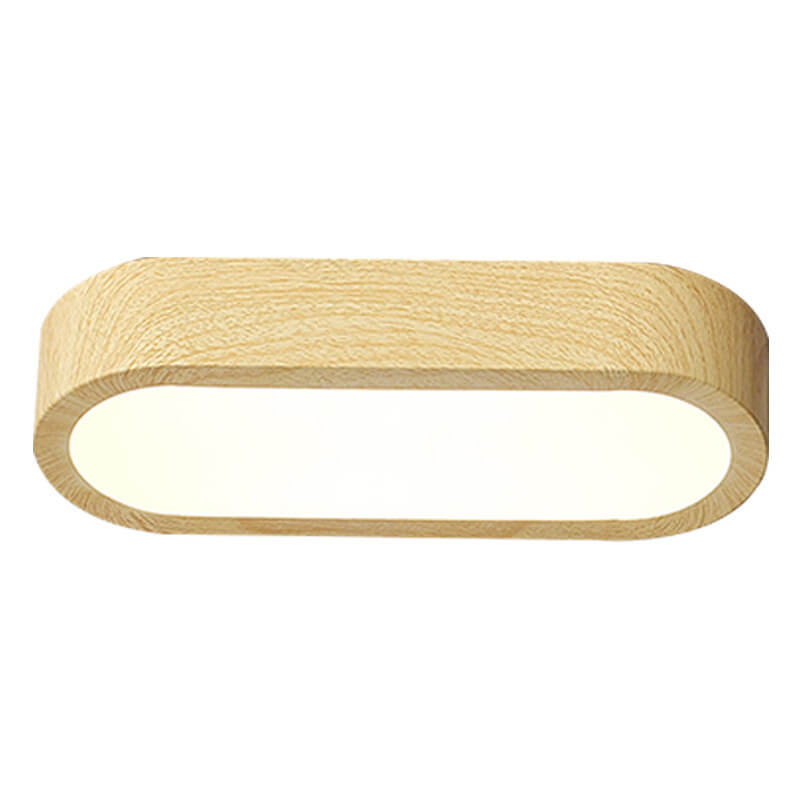 Plafondlamp Hout met Ingebouwde LED 8W - Moderne Flush Mount Verlichting in Natuurlijke Houtnerf Finish