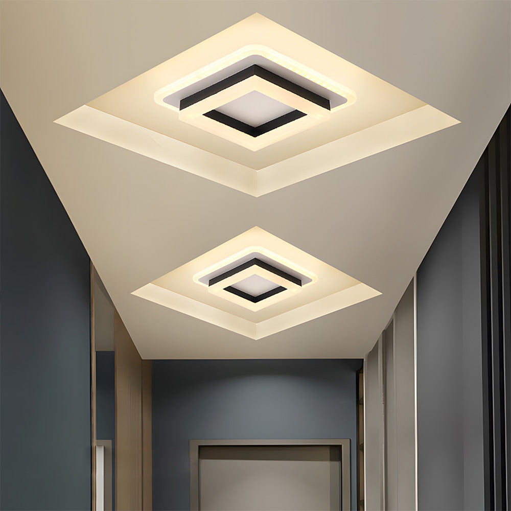 Vierkante LED Plafondlamp 1920 Lumen Zwart Wit Slaapkamer Hal Woonkamer Moderne Plafonnière Geometrisch Design Verlichting Binnen