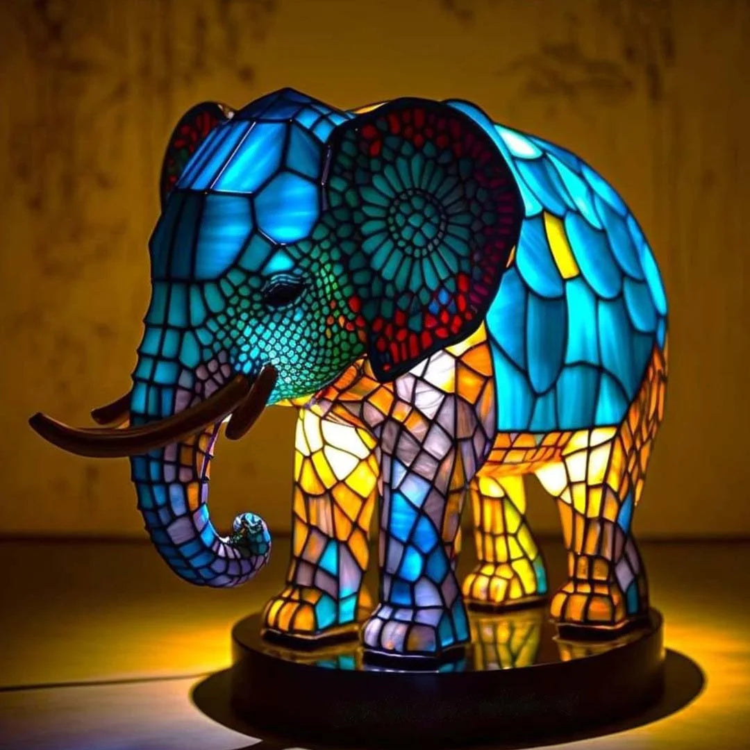 Decoratieve Tafellamp Glas Tiermotief LED-verlichting 20x15x12cm Handgemaakt Buntglas Sfeerlamp Woonkamer