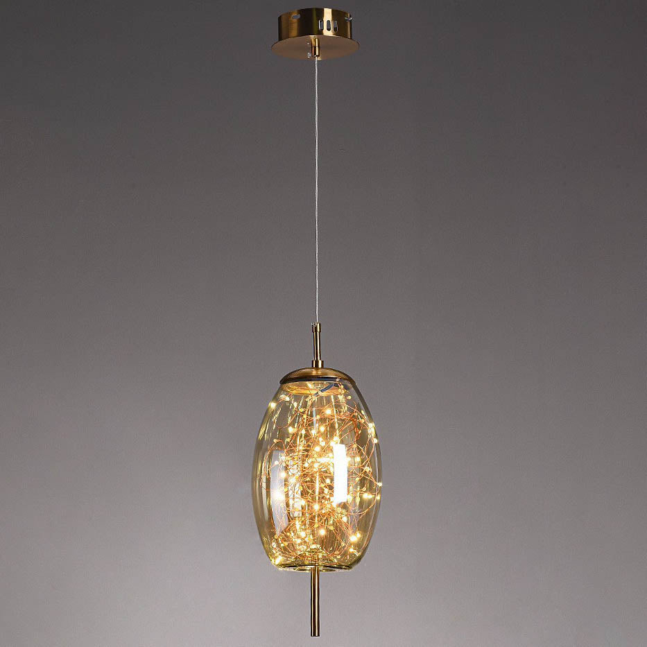 Glazen LED Hanglamp met Warm Scandinavisch Design - Amber of Grijs 24W