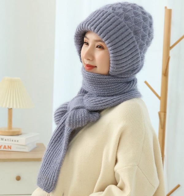 Wintermuts met Gezichts- en Oorwarmers Fleece Gevoerd Windbestendig Gebreid Uniseks Winteraccessoire