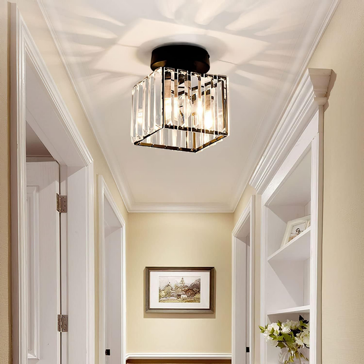 Plafondlamp Kristal Zwart Zilver Goud E27 Opbouw Modern Hal Woonkamer