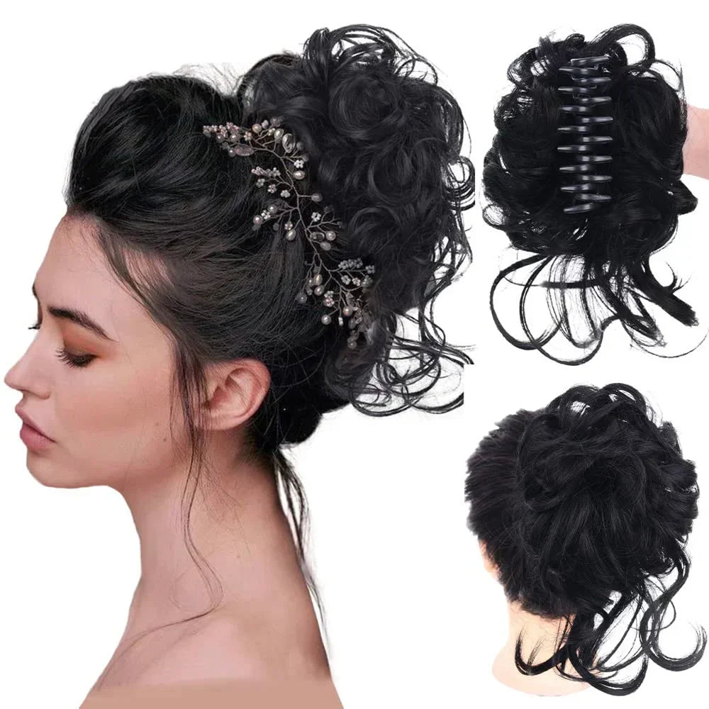 Haarknot met Clip Krullend Volume Feestelijk Dagelijks Kapsel Bruiloft Party Haaraccessoire Natuurlijk