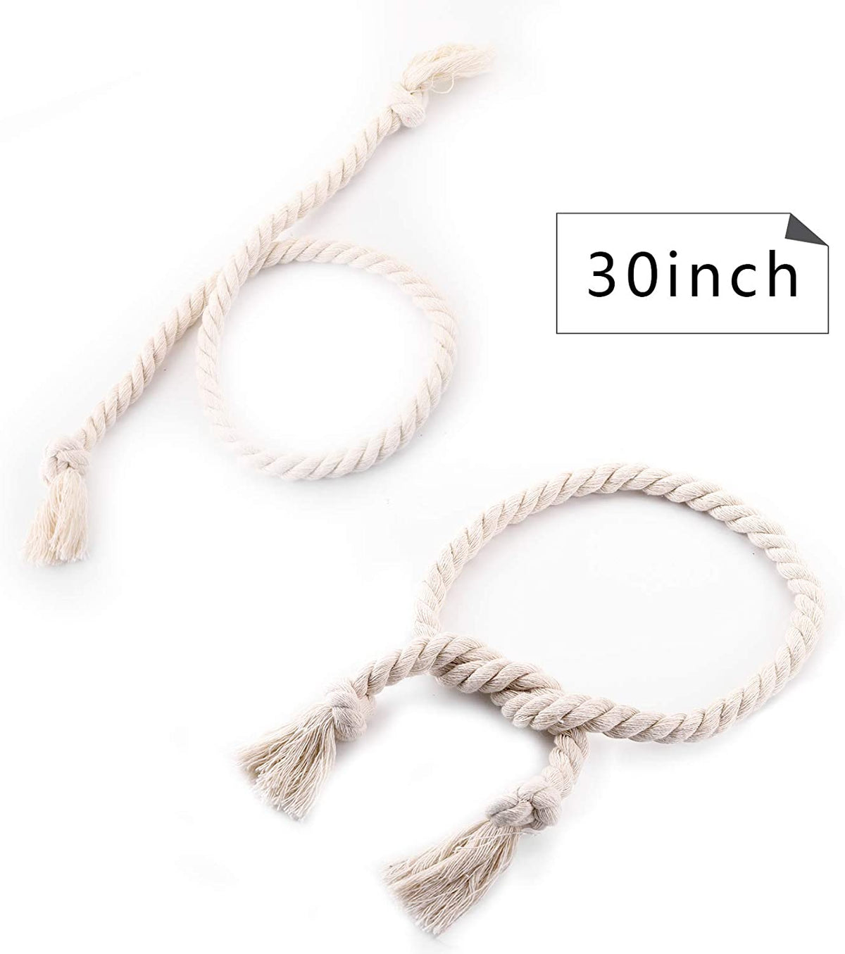 Macramé Gordijnhouders met Houten Stok - Handgeweven Katoenen Tie Backs voor Natuurlijke Boho Stijl