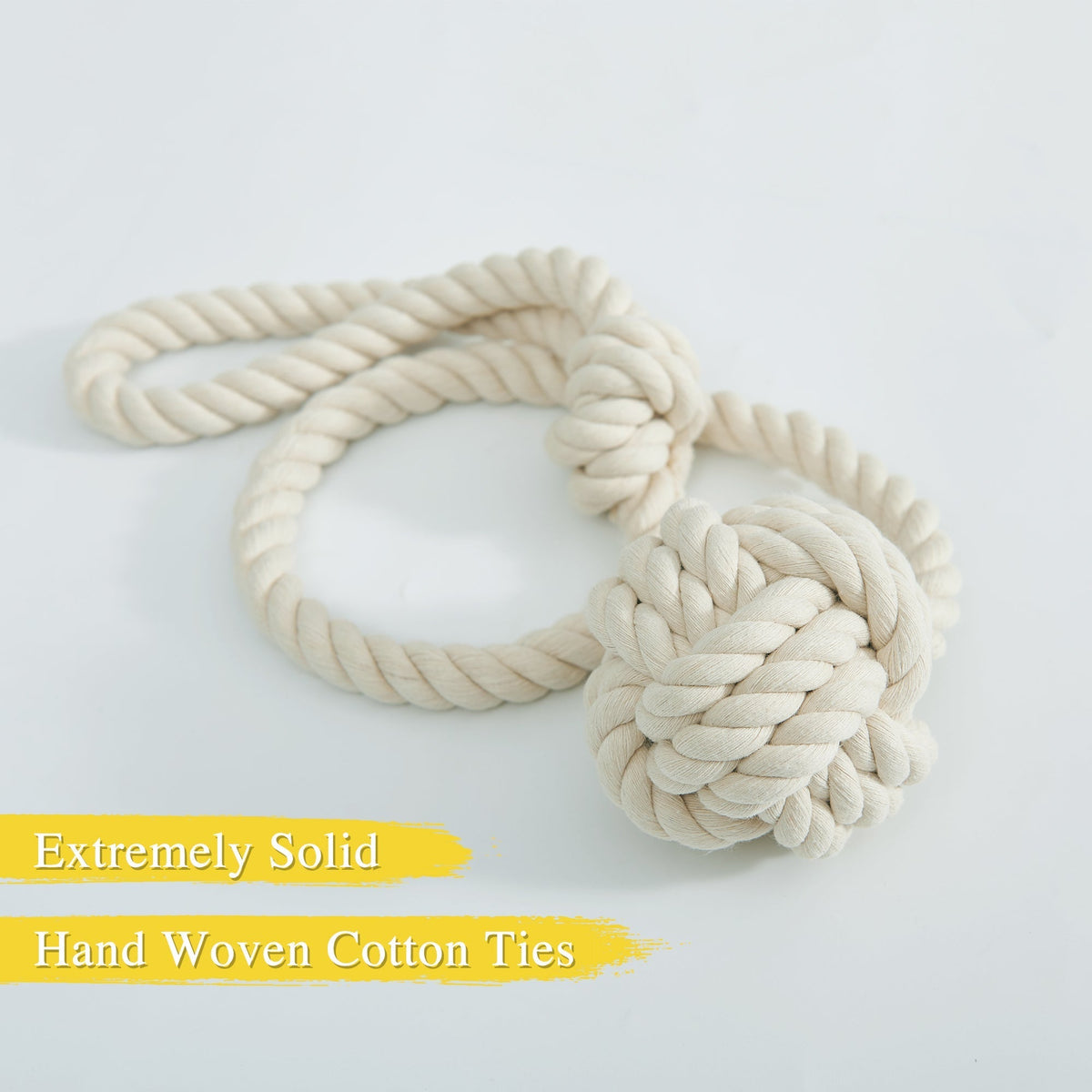 Macramé Gordijnhouders met Houten Stok - Handgeweven Katoenen Tie Backs voor Natuurlijke Boho Stijl