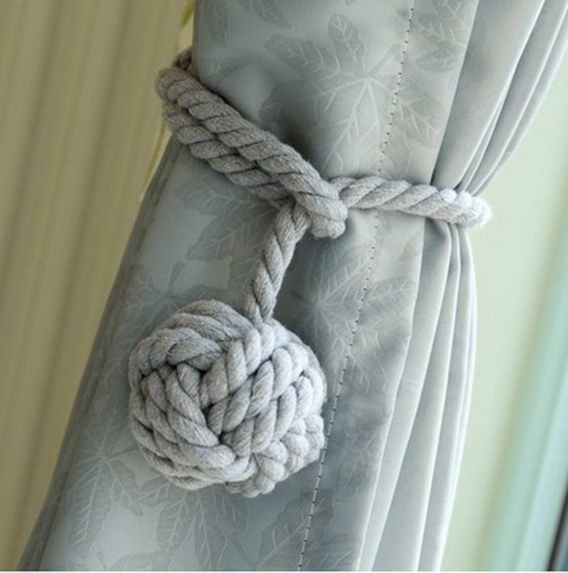 Macramé Gordijnhouders met Houten Stok - Handgeweven Katoenen Tie Backs voor Natuurlijke Boho Stijl