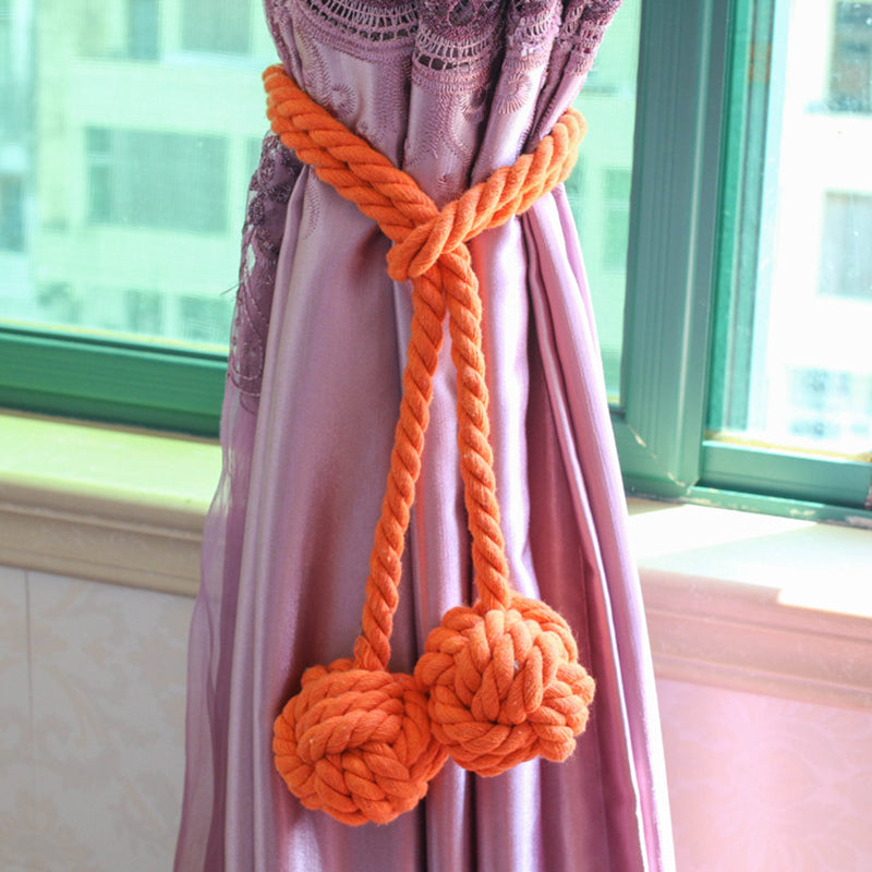 Macramé Gordijnhouders met Houten Stok - Handgeweven Katoenen Tie Backs voor Natuurlijke Boho Stijl