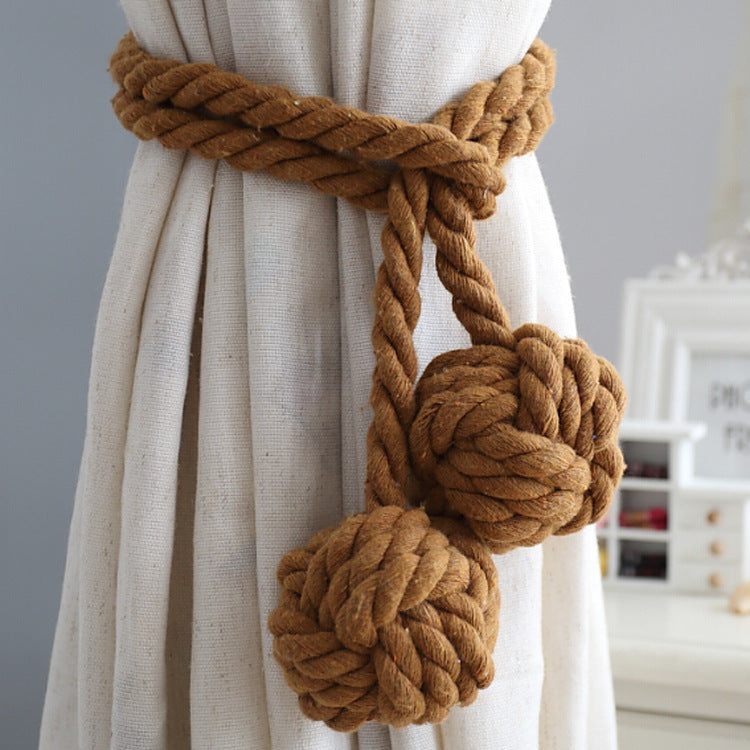 Macramé Gordijnhouders met Houten Stok - Handgeweven Katoenen Tie Backs voor Natuurlijke Boho Stijl