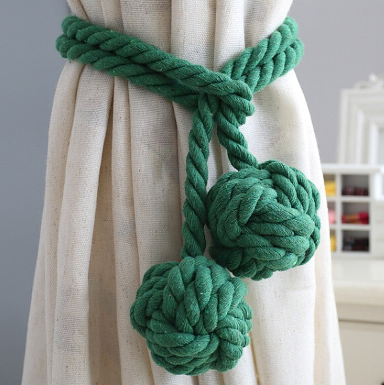Macramé Gordijnhouders met Houten Stok - Handgeweven Katoenen Tie Backs voor Natuurlijke Boho Stijl