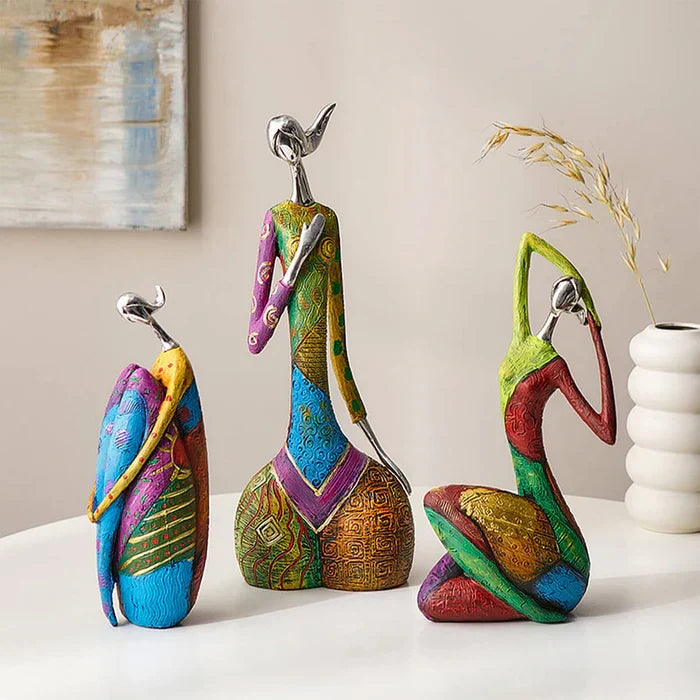 Abstract Vrouwenbeeld Handgemaakt Hars Kleurrijk Modern Kunstbeeld Woonkamer Cadeau