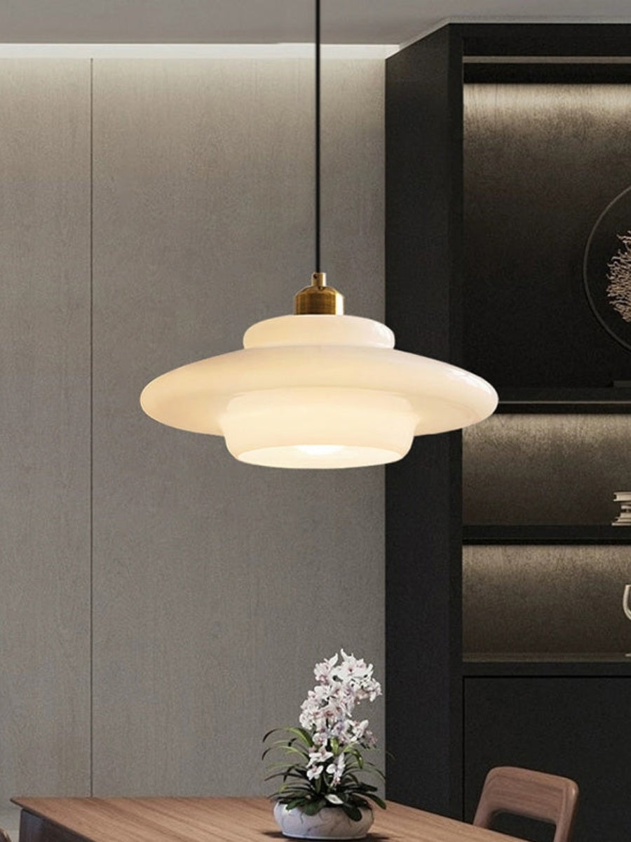 Glazen Hanglamp met Gelaagd Design - Melkwit Matglas voor Eetkamer en Woonkamer