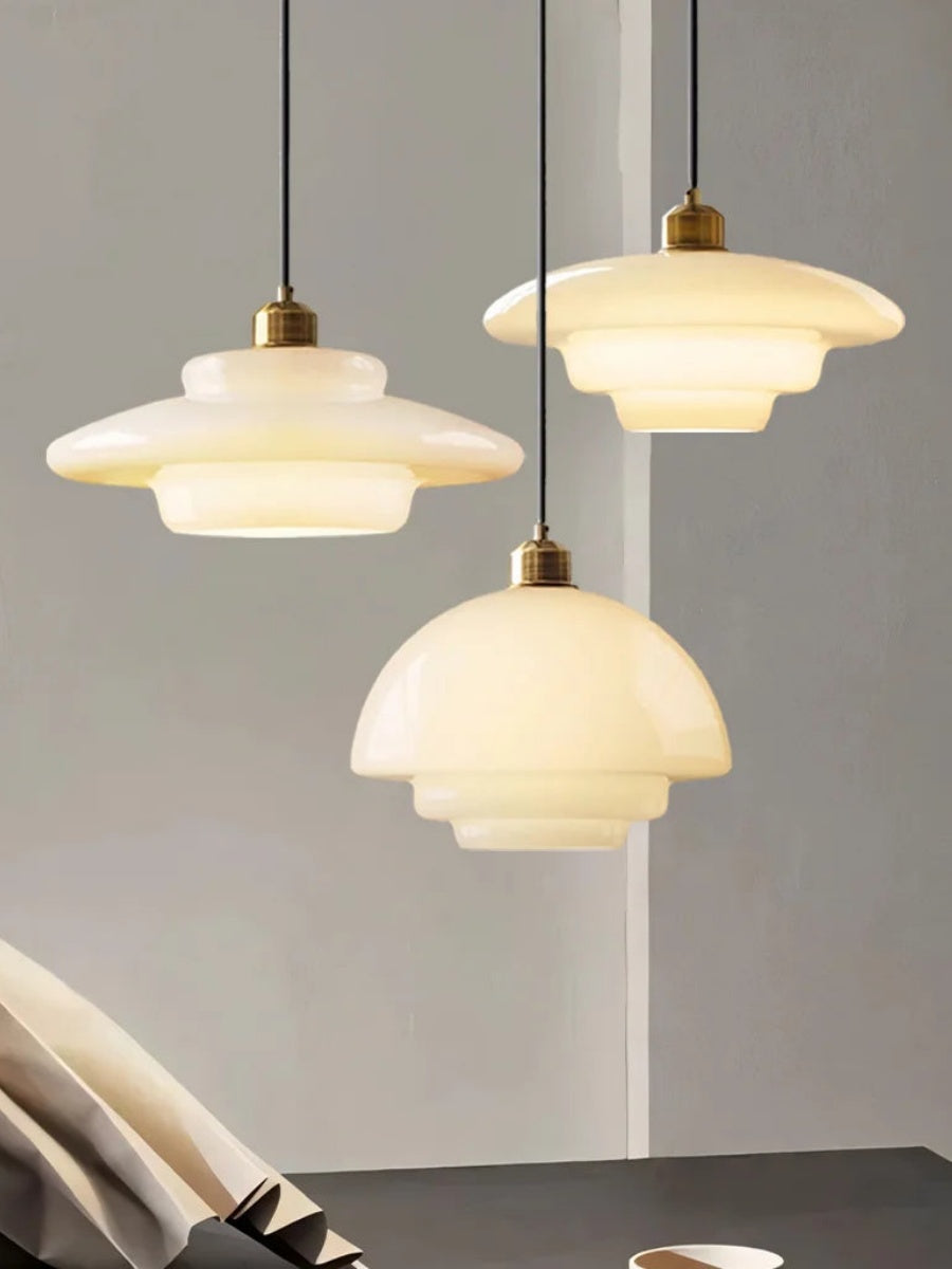 Glazen Hanglamp met Gelaagd Design - Melkwit Matglas voor Eetkamer en Woonkamer