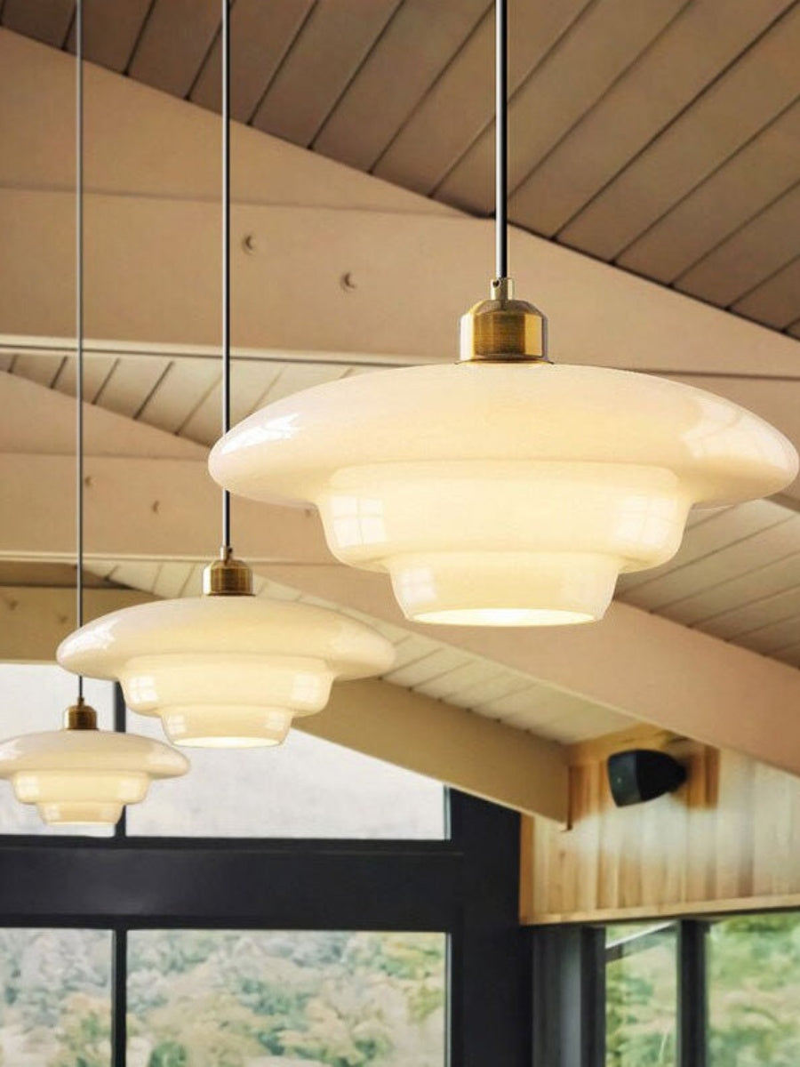 Glazen Hanglamp met Gelaagd Design - Melkwit Matglas voor Eetkamer en Woonkamer
