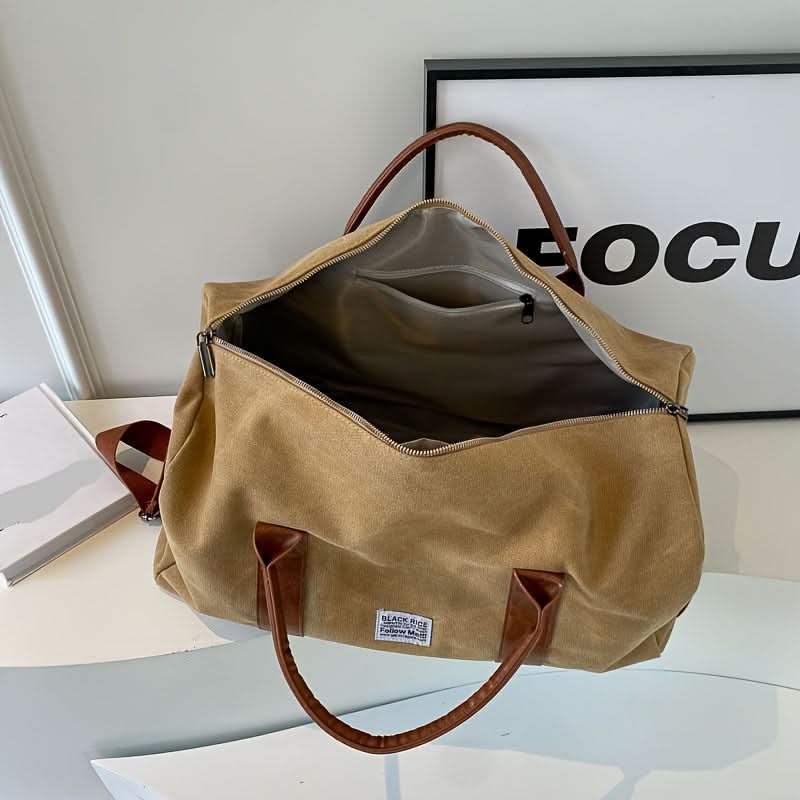 Vintage Weekendtas Canvas met Ruime Vakken voor Reizen Gym Sport Casual Retro Stijl Duffeltas Schoudertas