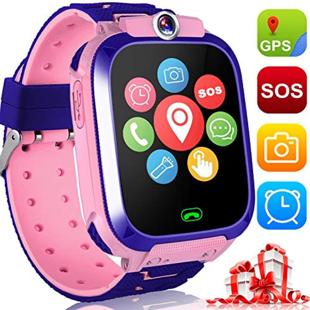 Smartwatch voor Kinderen met GPS-Tracker Telefoonfunctie SOS-Knop Ingebouwde Camera Kleurrijk Polshorloge voor Jongens en Meisjes vanaf 4 Jaar