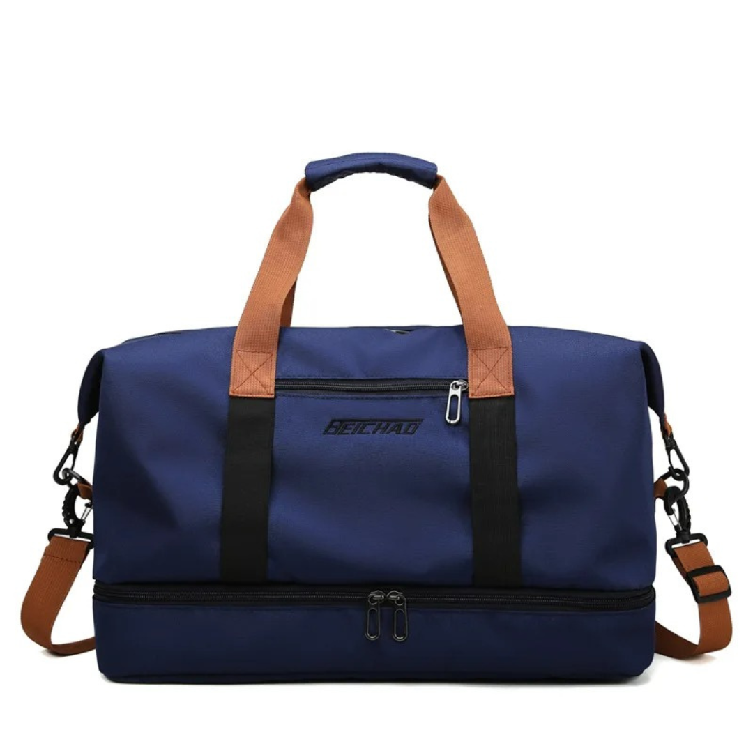 Sporttas met Schoenenvak en Natte-Droge Scheiding 46x25x28cm Oxford Stof Trolley Bevestiging Gym Fitness