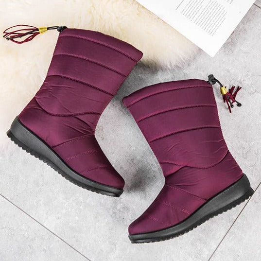 Gevoerde Waterdichte Winterlaarzen Dames met Antislipzool - Warme Polyester Snowboots voor Brede Voeten