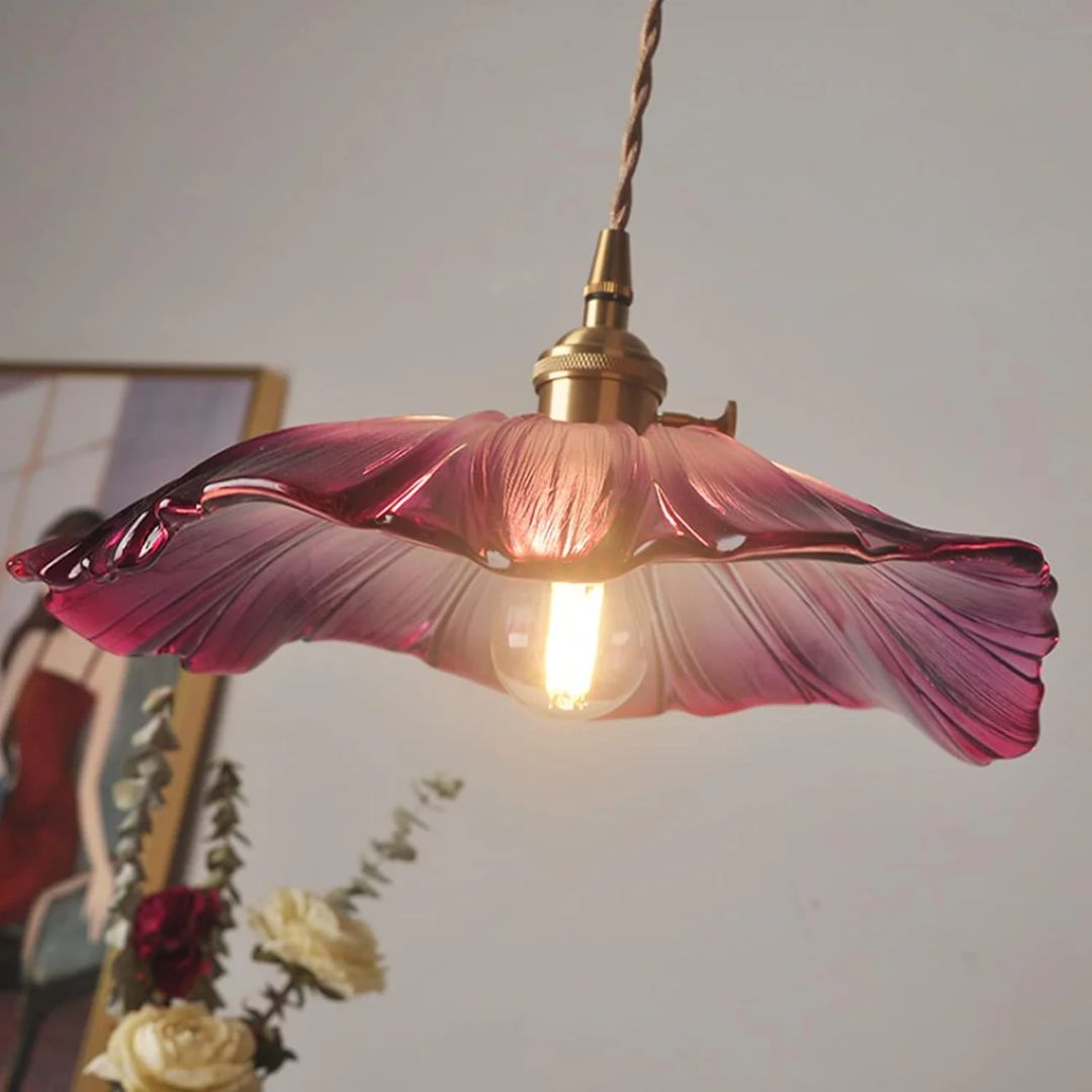 Cullivan Bloemvormige Hanglamp - Glazen Hanglamp met Gouden Fitting voor Woonkamer & Eetkamer