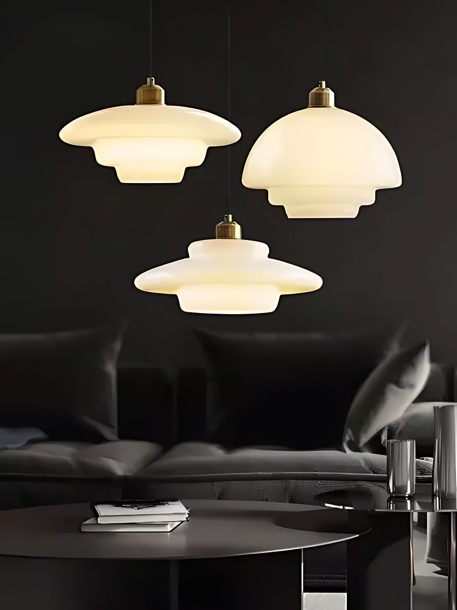 Glazen Hanglamp met Gelaagd Design - Melkwit Matglas voor Eetkamer en Woonkamer