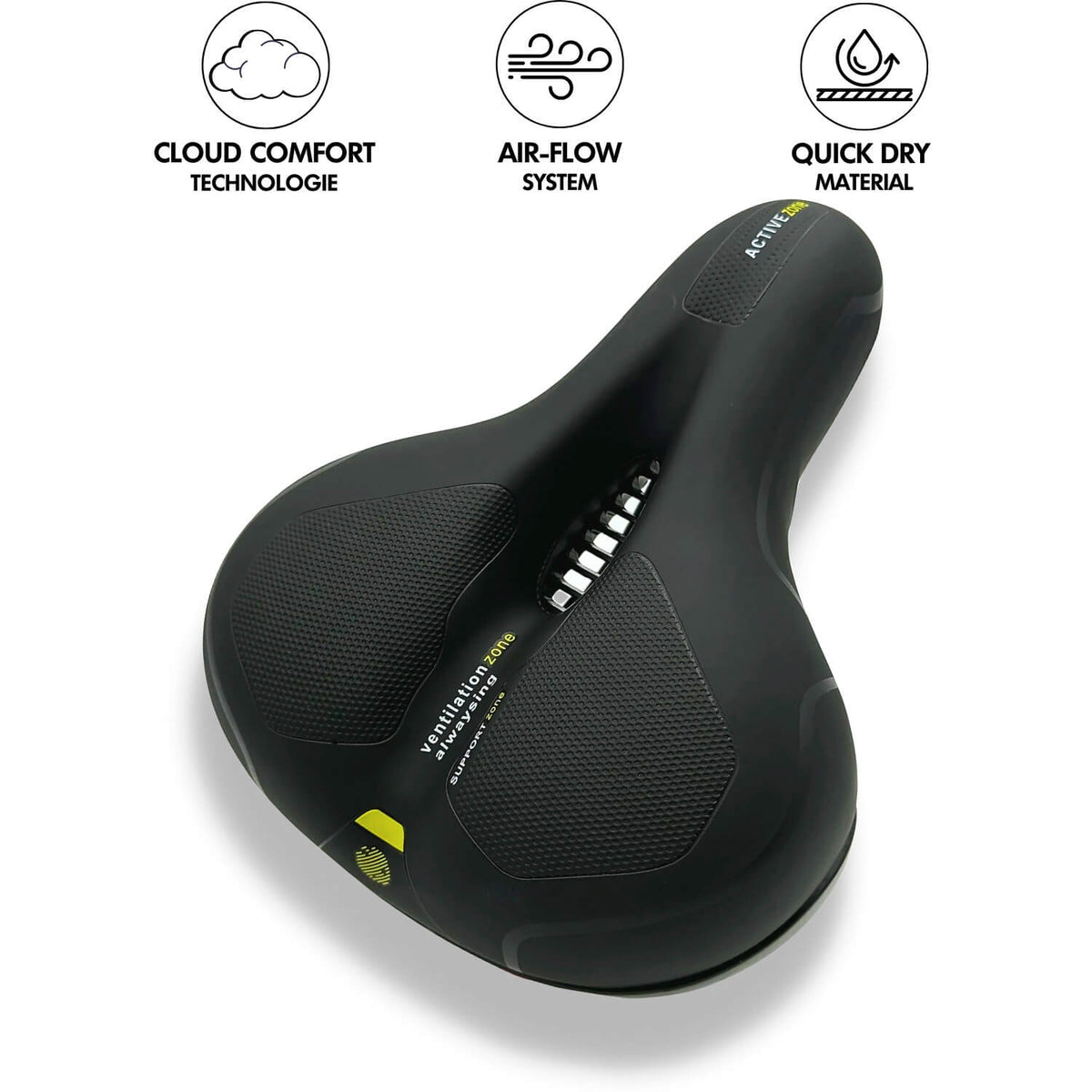 Ergonomisch Fietszadel met Gel-Demping - Comfortzadel voor Langere Fietstochten - Ademend en Drukverlagend - Universele Pasvorm