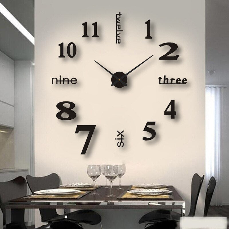 Grote Moderne Wandklok Met 3D Cijfers En Minimalistisch Design Voor Woonkamer En Keuken