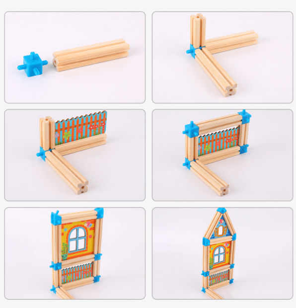 Houten Poppenhuis Bouwset Zelfbouw Kinderspeelgoed 268-298 Onderdelen Educatief Creatief Fantasiespel