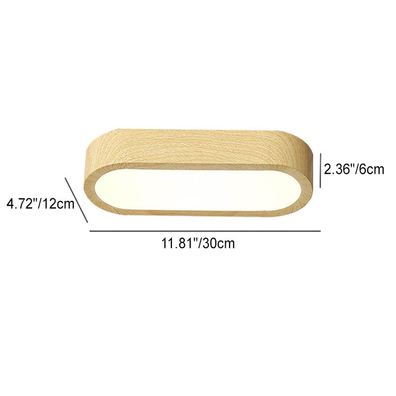 Plafondlamp Hout met Ingebouwde LED 8W - Moderne Flush Mount Verlichting in Natuurlijke Houtnerf Finish