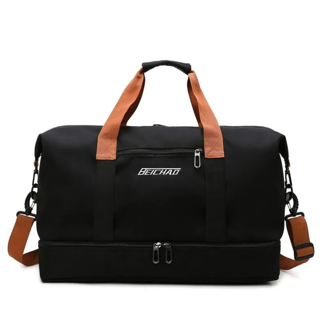 Sporttas met Schoenenvak en Natte-Droge Scheiding 46x25x28cm Oxford Stof Trolley Bevestiging Gym Fitness