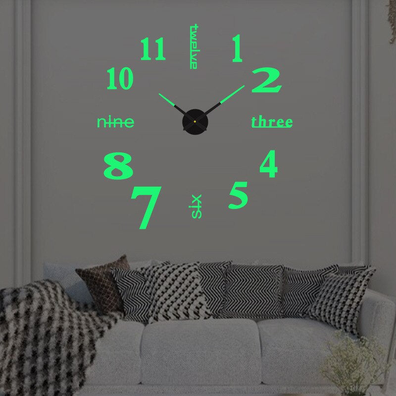 3D Creatieve Wandklok Groot Stil Uurwerk Zwart Woonkamer Moderne Wanddecoratie Minimalistisch Design XXL Klok