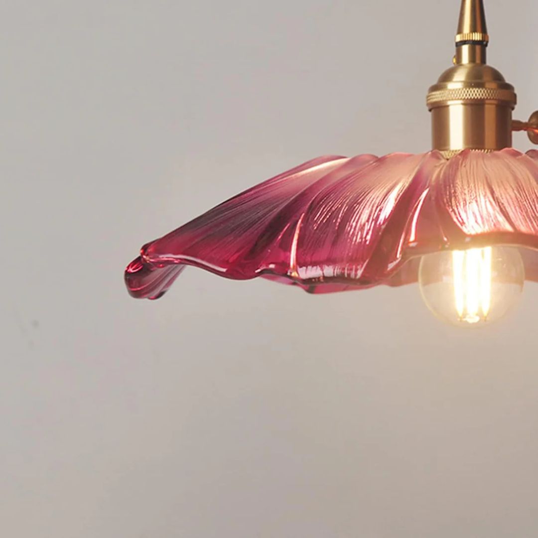 Cullivan Flower Hanglamp Glas Metaal Rood E27 Eettafel Verlichting Vintage Bloem Lamp Hal Sfeerverlichting