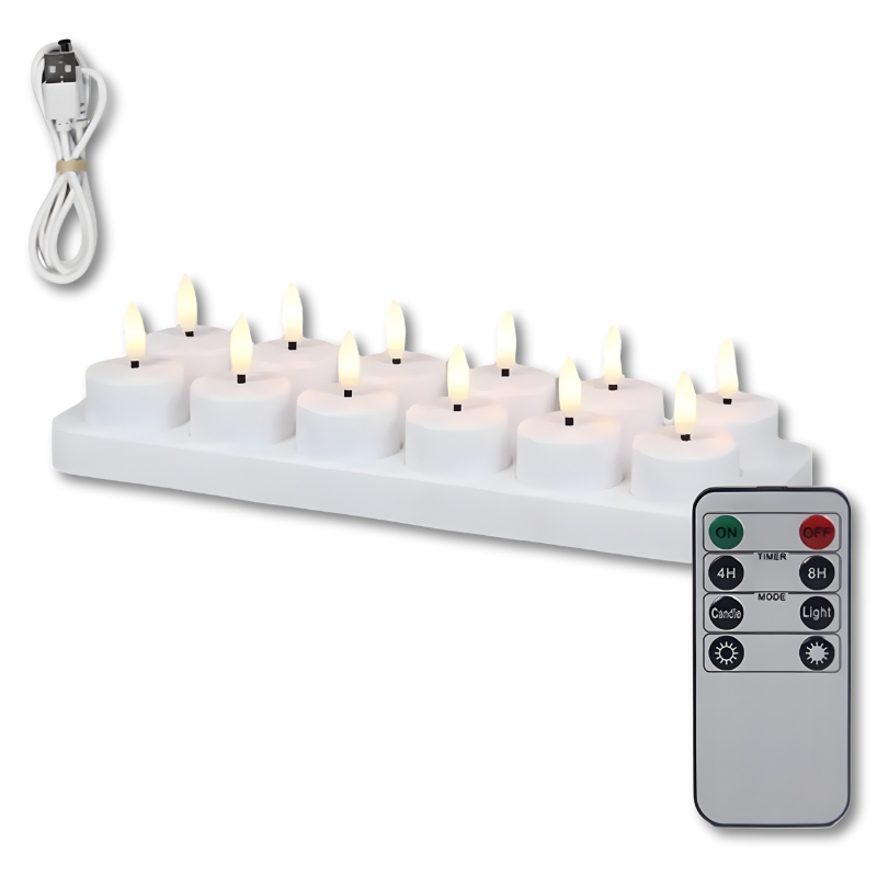 Oplaadbare LED Kaarsen met Afstandsbediening & Timer - Flikkerend Licht