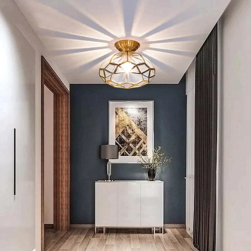 Koperen Plafondlamp Minimalistisch Design Hal Slaapkamer Woonkamer LED Verlichting Opbouwmontage E27