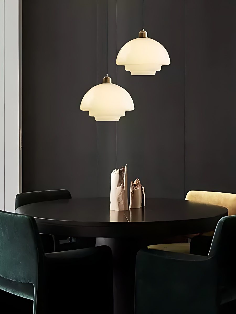 Glazen Hanglamp met Gelaagd Design - Melkwit Matglas voor Eetkamer en Woonkamer