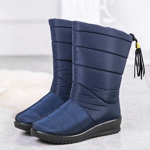Gevoerde Waterdichte Winterlaarzen Dames met Antislipzool - Warme Polyester Snowboots voor Brede Voeten