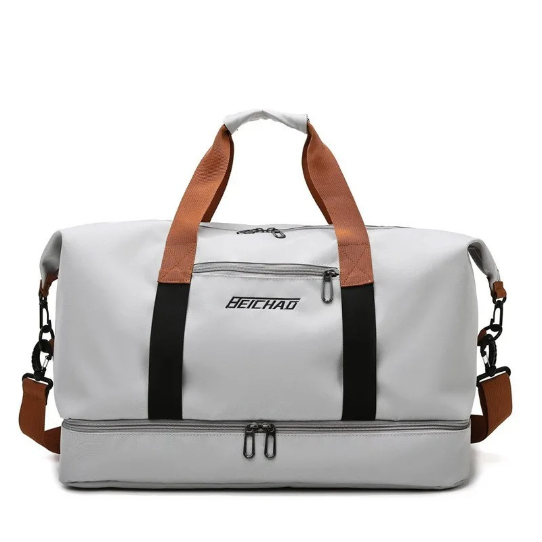 Sporttas met Schoenenvak en Natte-Droge Scheiding 46x25x28cm Oxford Stof Trolley Bevestiging Gym Fitness