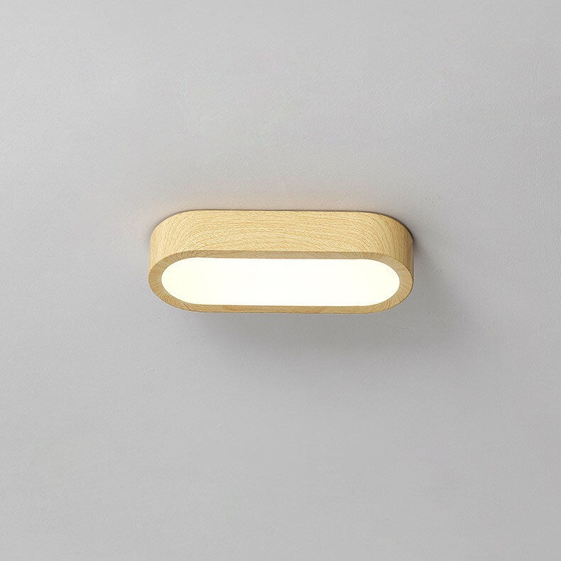 Plafondlamp Hout met Ingebouwde LED 8W - Moderne Flush Mount Verlichting in Natuurlijke Houtnerf Finish