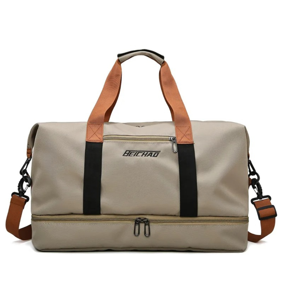 Sporttas met Schoenenvak en Natte-Droge Scheiding 46x25x28cm Oxford Stof Trolley Bevestiging Gym Fitness