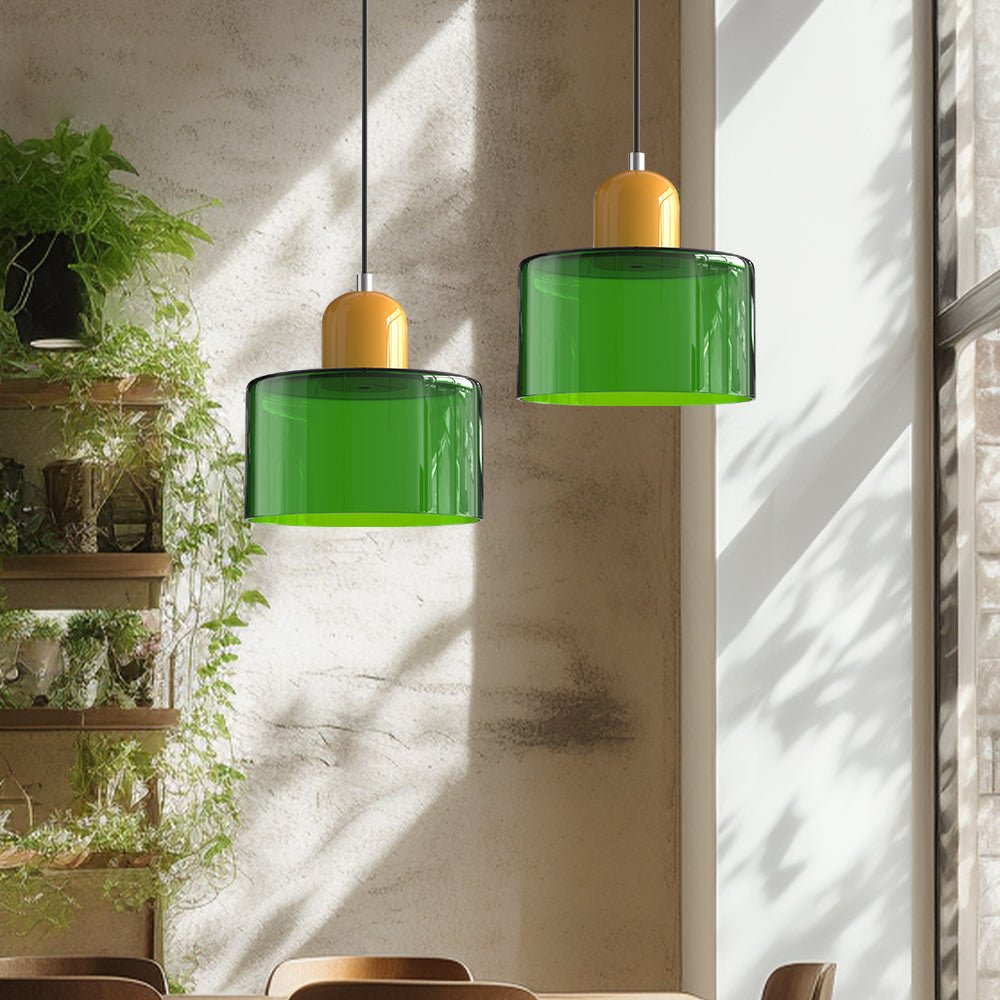 Glazen Hanglamp Bauhaus-Stijl Handgeweven Afwerking Eetkamer Woonkamer