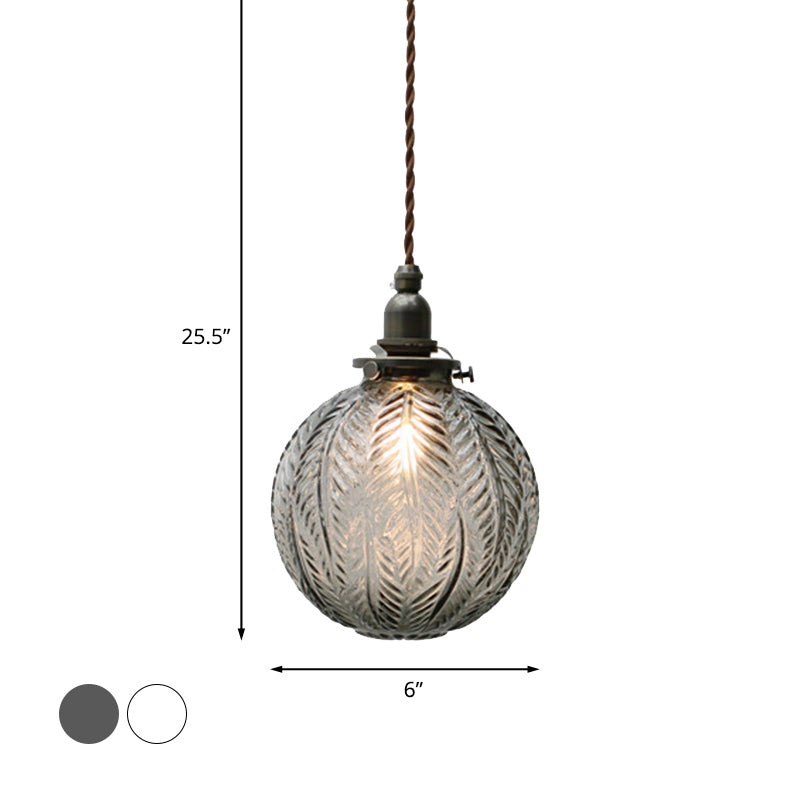 Glazen Hanglamp met Veerdesign - Rookgrijs of Transparant Glas - E14 Fitting - Koloniale Stijl