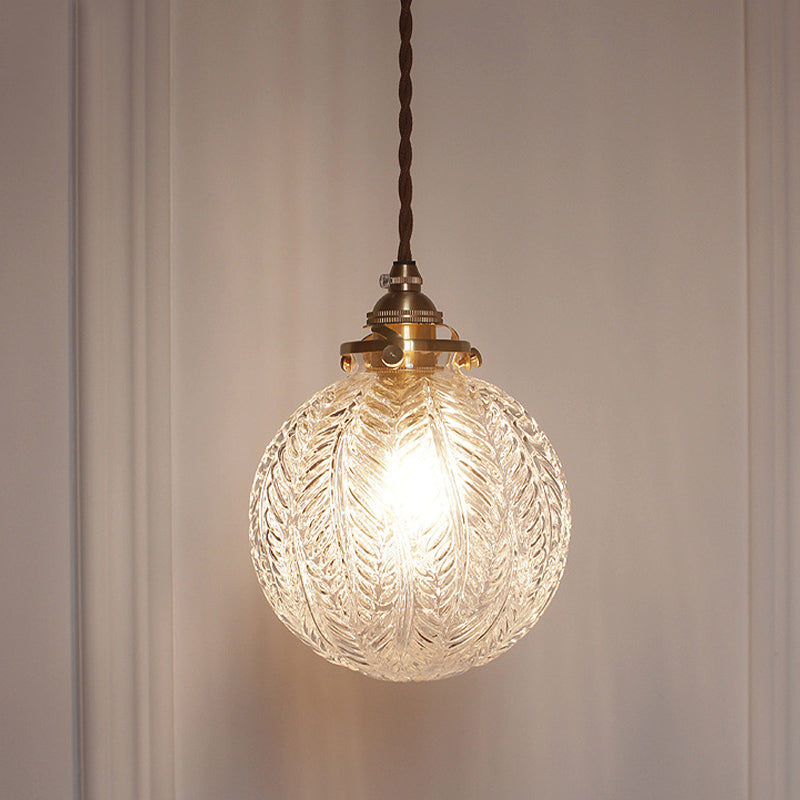 Glazen Hanglamp met Veerdesign - Rookgrijs of Transparant Glas - E14 Fitting - Koloniale Stijl
