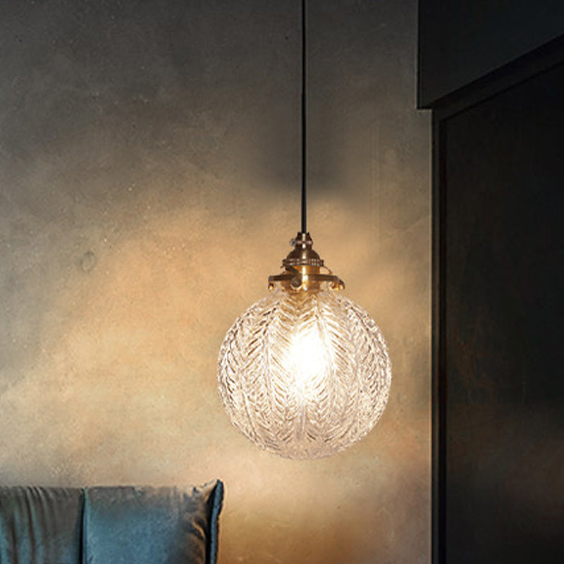 Glazen Hanglamp met Veerdesign - Rookgrijs of Transparant Glas - E14 Fitting - Koloniale Stijl