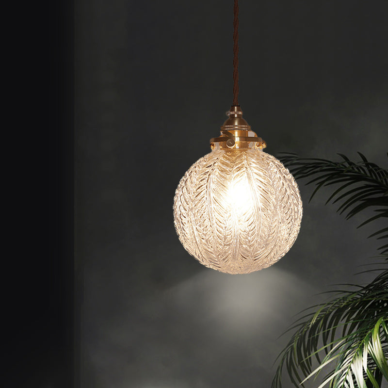 Glazen Hanglamp met Veerdesign - Rookgrijs of Transparant Glas - E14 Fitting - Koloniale Stijl