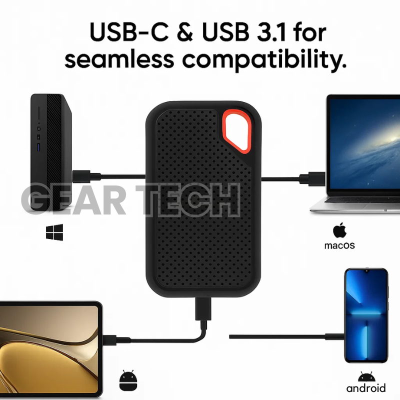 Externe SSD Harde Schijf 2TB - Compacte Draagbare Opslag met USB-C voor PC, Laptop en Mac
