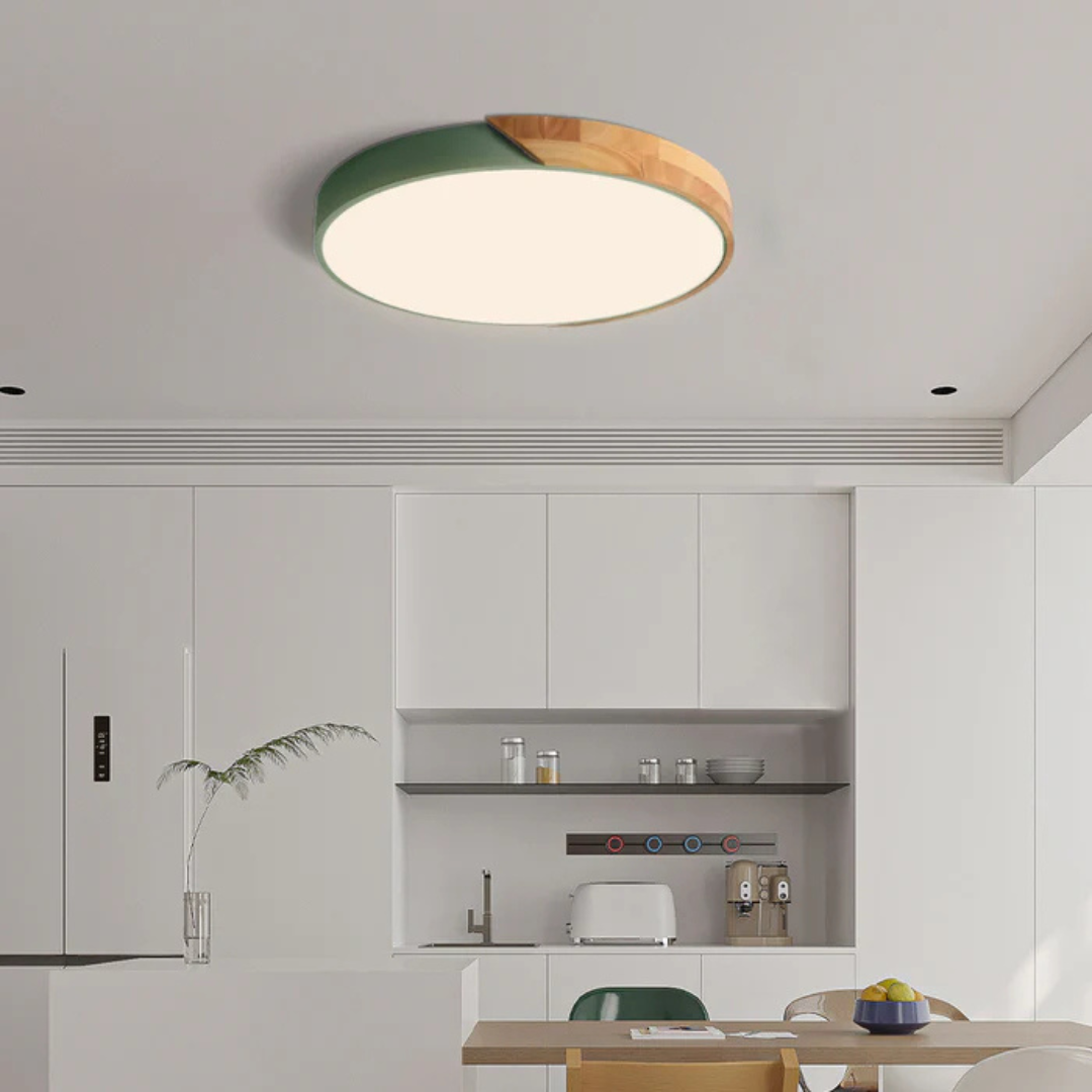 Houten Plafondlamp LED Scandinavisch Design Warmwit Licht Rond Acryl Natuurhout Plafondverlichting Woonkamer